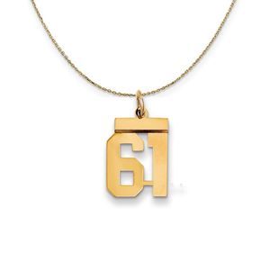 14k Yellow Gold, Athletic, Sm Polished Number 61 Necklace - 22 Inch
